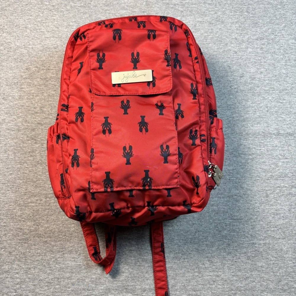 JuJuBe MiniBe Backpack Cape Cod Nautical Lobsters & Sailboats Diaper Bag Red